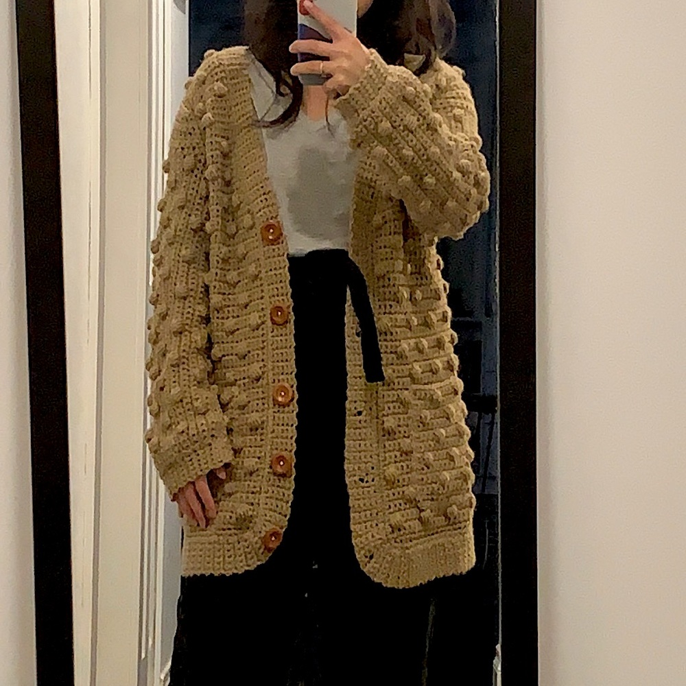 Bobble knit button up cardigan